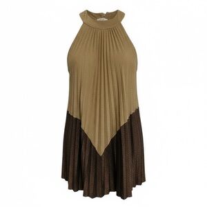 Free people NEW medium Pleated Dress in Gold and Brown